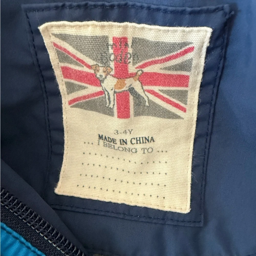 Mini Boden Blue and Yellow Camo Kids Jacket